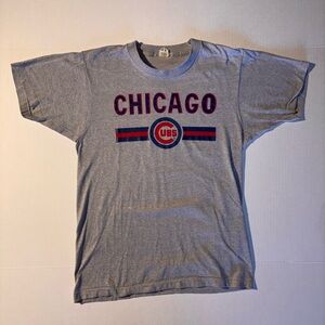 Vtg Chicago Cubs Baseball 80’s Gray Screen Stars Men’s T-shirt Large USA